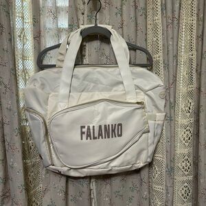 FALANKO Pickleball Bag Racquet Paddle Bag White w/ Gold Hardware Wet/Dry EUC